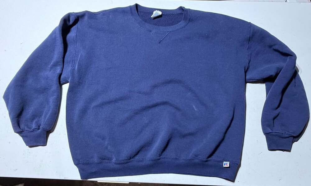 Vintage Russell Athletic Crewneck Sweatshirt Adult XL Dark Blue Solid 50/50